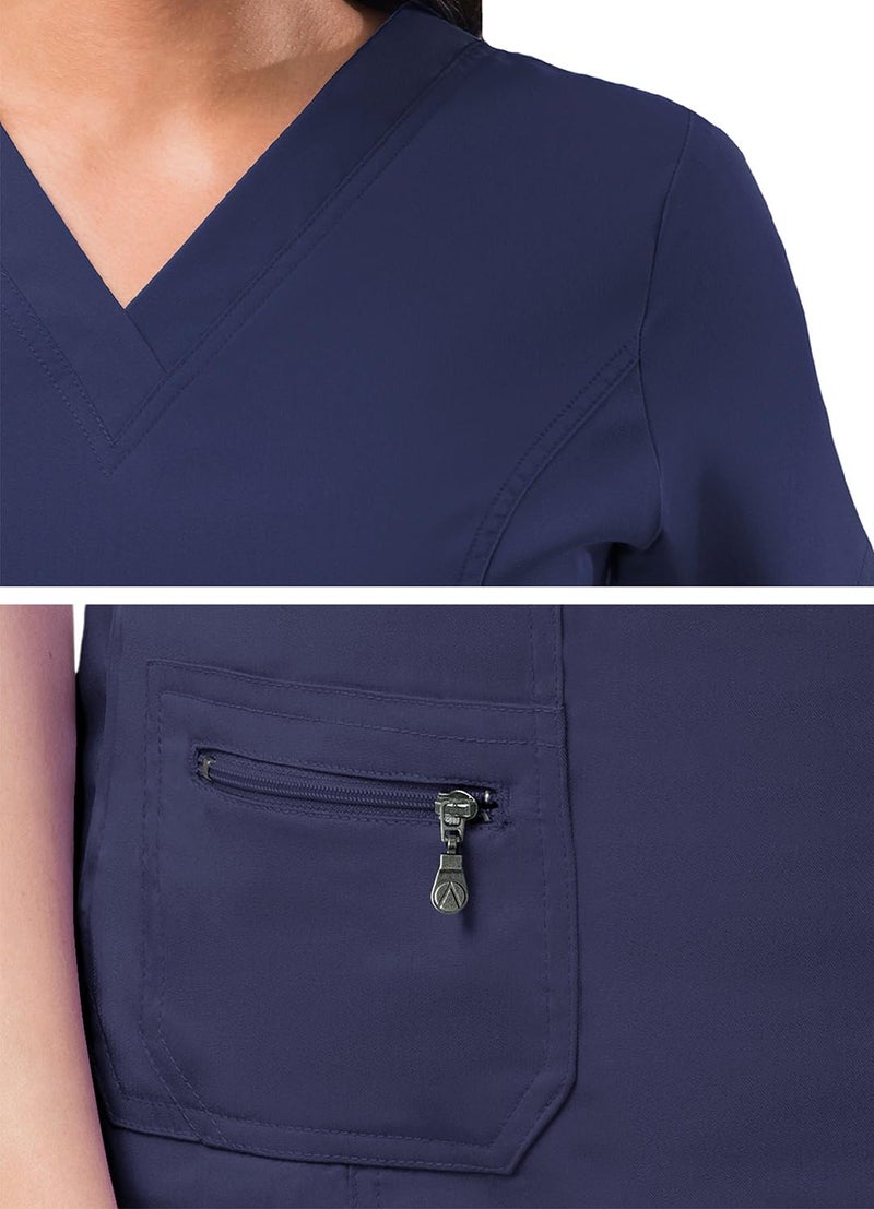 Adar Uniforms, Pro Scrubs for Women - Elevated V-Neck Scrub Top - P4212 - Navy - XL - Image 4